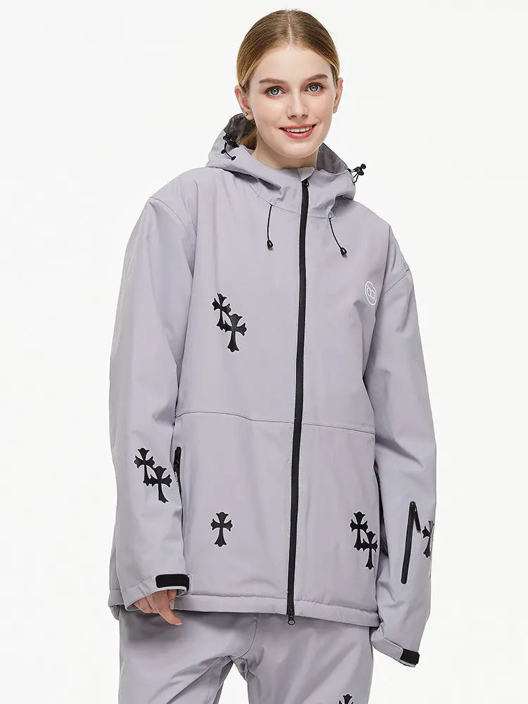 Women's Fun Printed Snowboarding Jacket Hooded Ski Wear 
