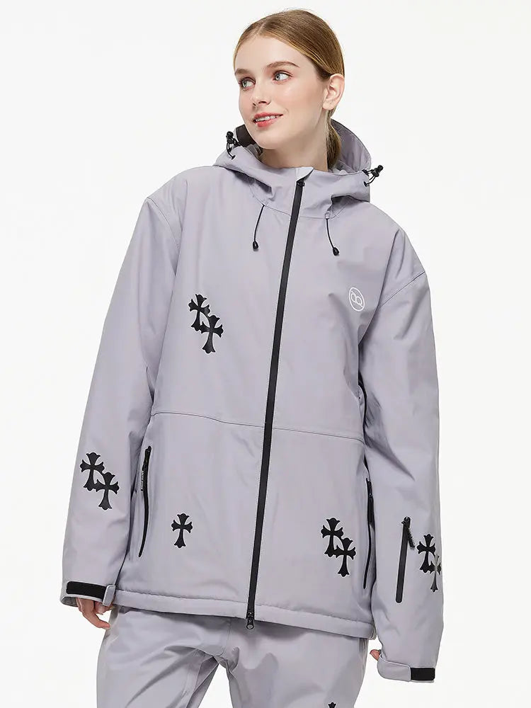 Women's Fun Printed Snowboarding Jacket Hooded Ski Wear 