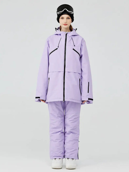 Women's Insulated Zip-up Snow Jacket & Pants Set HOTIANSNOW