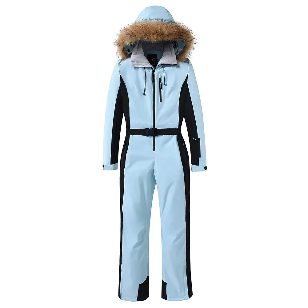 Women's One Piece Ski Suits Fur Collar