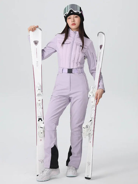 Women's One-piece Slim Ski Suits High elasticity Snow Jumpsuit 