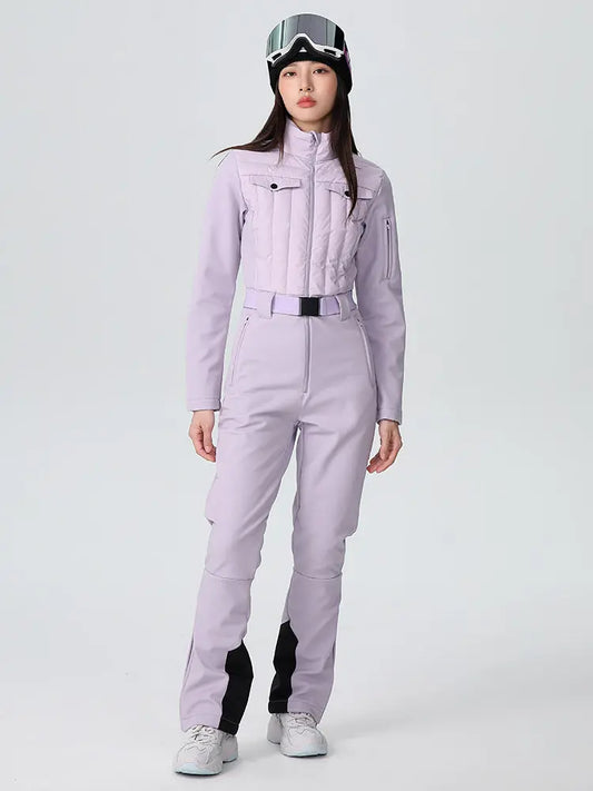 Women's One-piece Slim Ski Suits High elasticity Snow Jumpsuit 