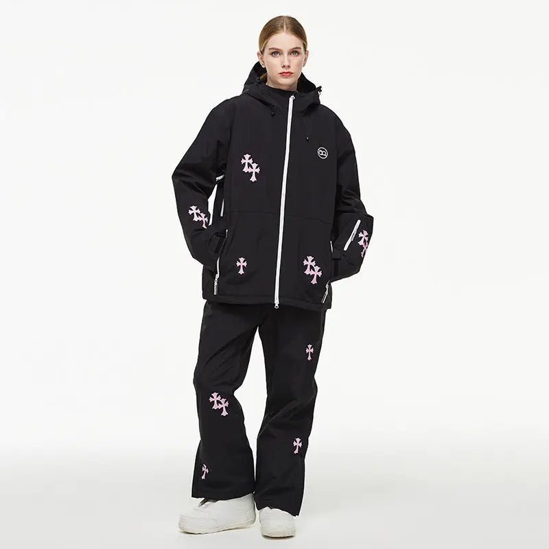 Womens Ski Outfit Set Cute Snowboarding Jackets and Bibs Pants 