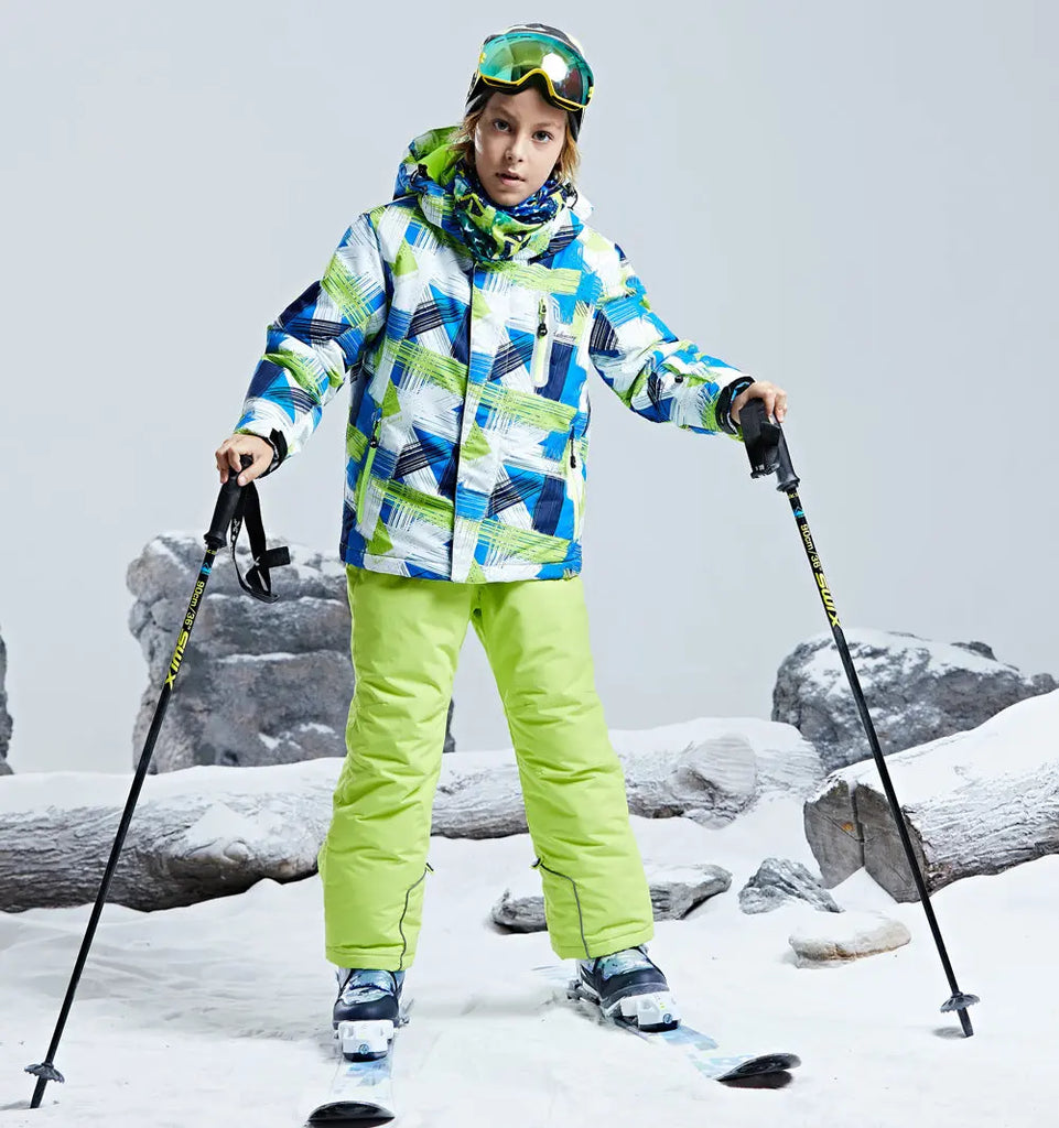 HOTIAN Boys Windproof Waterproof Ski Jacket and Pants Set HOTIAN