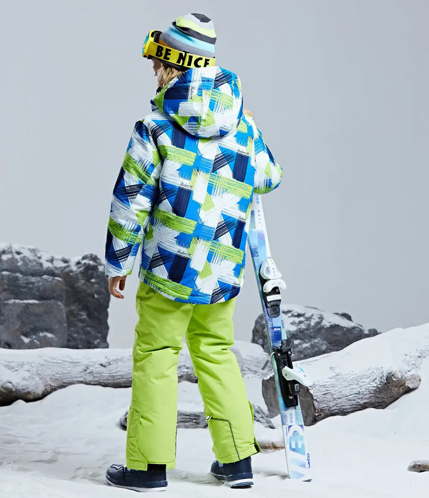 HOTIAN Boys Windproof Waterproof Ski Jacket and Pants Set HOTIAN