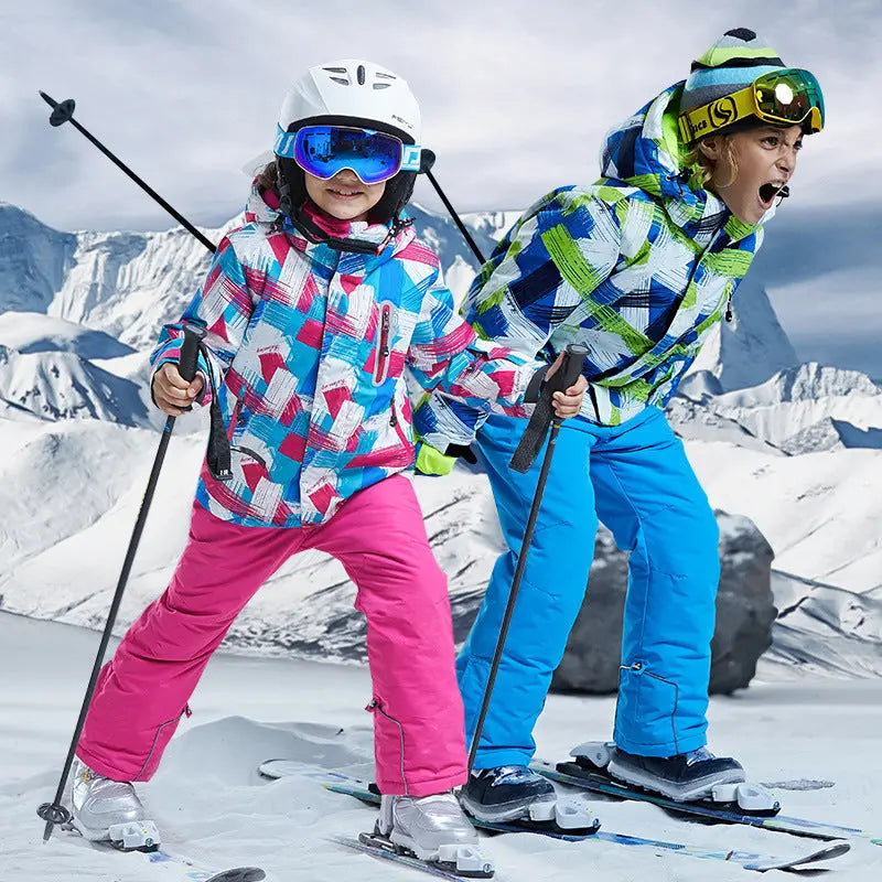 HOTIAN Boys Windproof Waterproof Ski Jacket and Pants Set HOTIAN