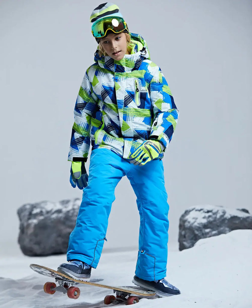 HOTIAN Boys Windproof Waterproof Ski Jacket and Pants Set HOTIAN