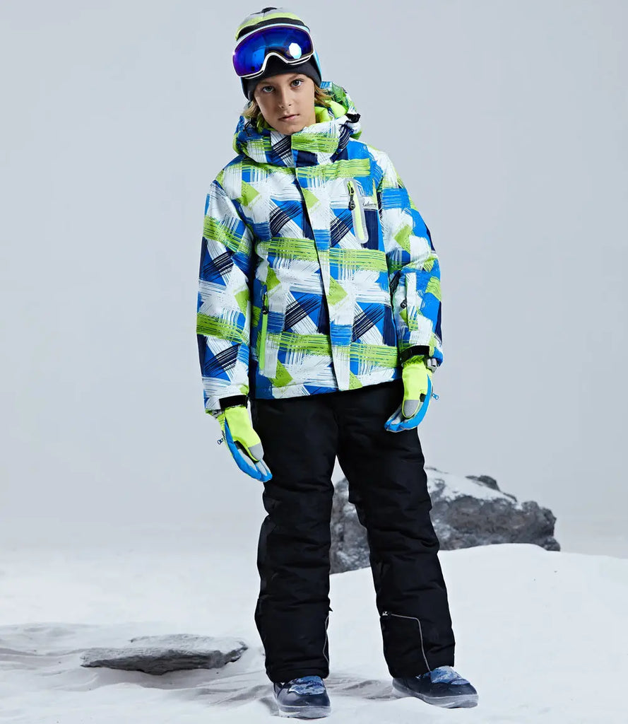 HOTIAN Boys Windproof Waterproof Ski Jacket and Pants Set HOTIAN