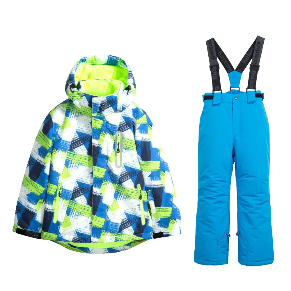 HOTIAN Boys Windproof Waterproof Ski Jacket and Pants Set HOTIAN