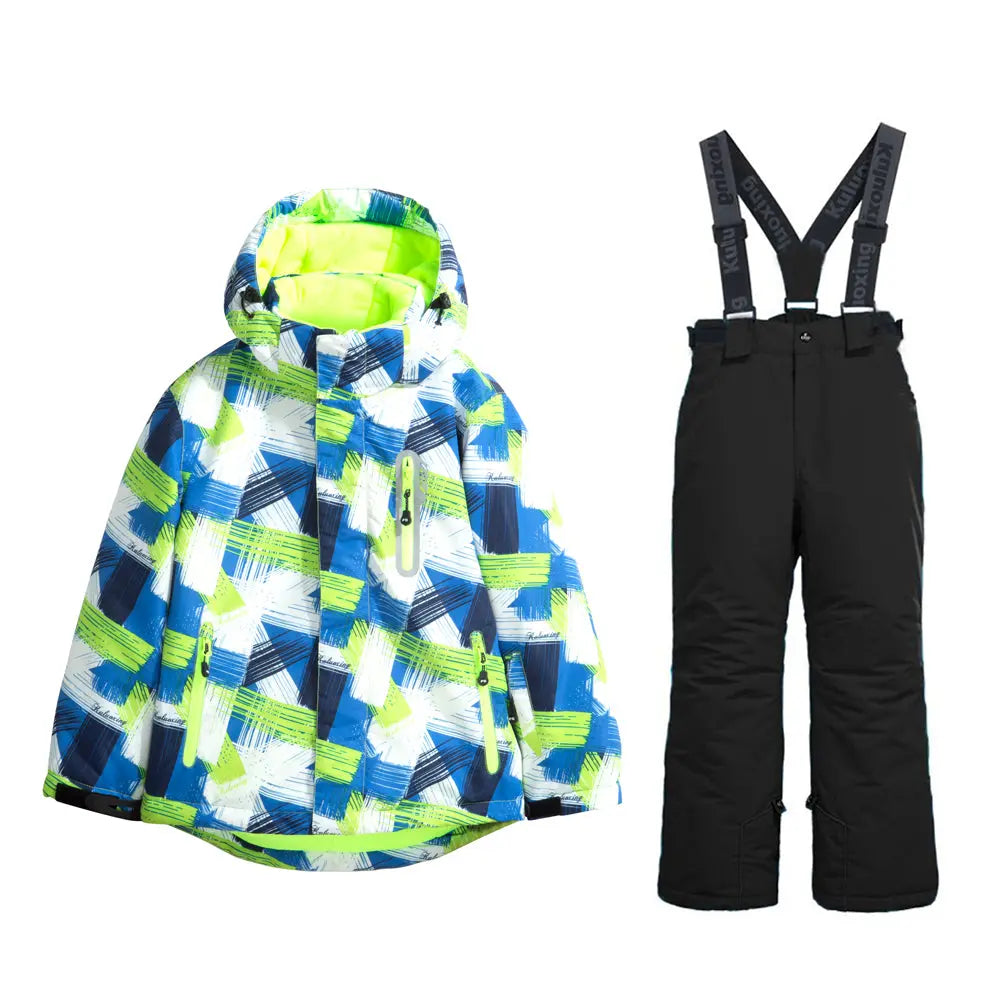 HOTIAN Boys Windproof Waterproof Ski Jacket and Pants Set HOTIAN