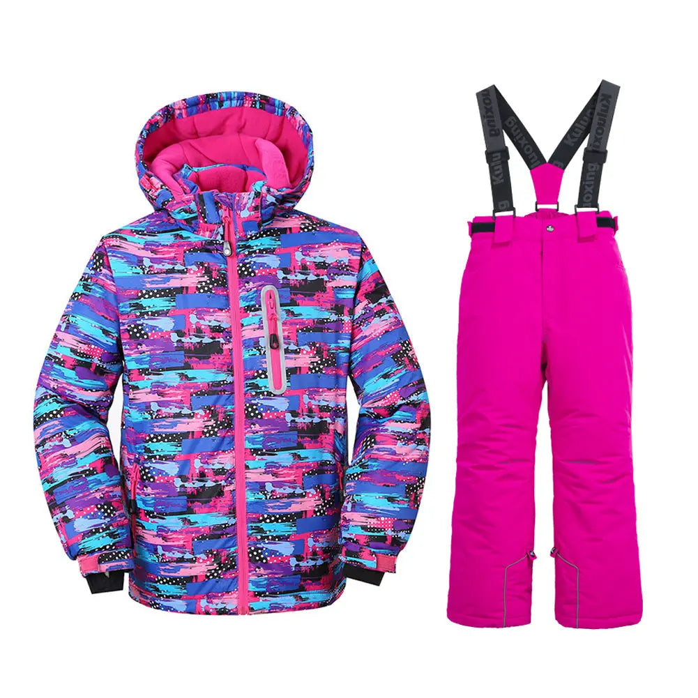 HOTIAN Girls Ski Jacket & Pants Set Kids Snowsuits HOTIAN