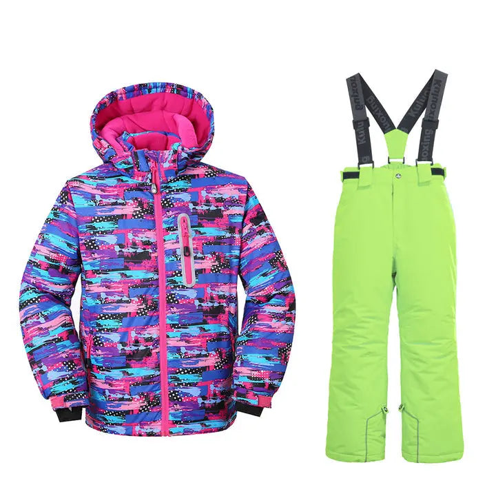 HOTIAN Girls Ski Jacket & Pants Set Kids Snowsuits HOTIAN