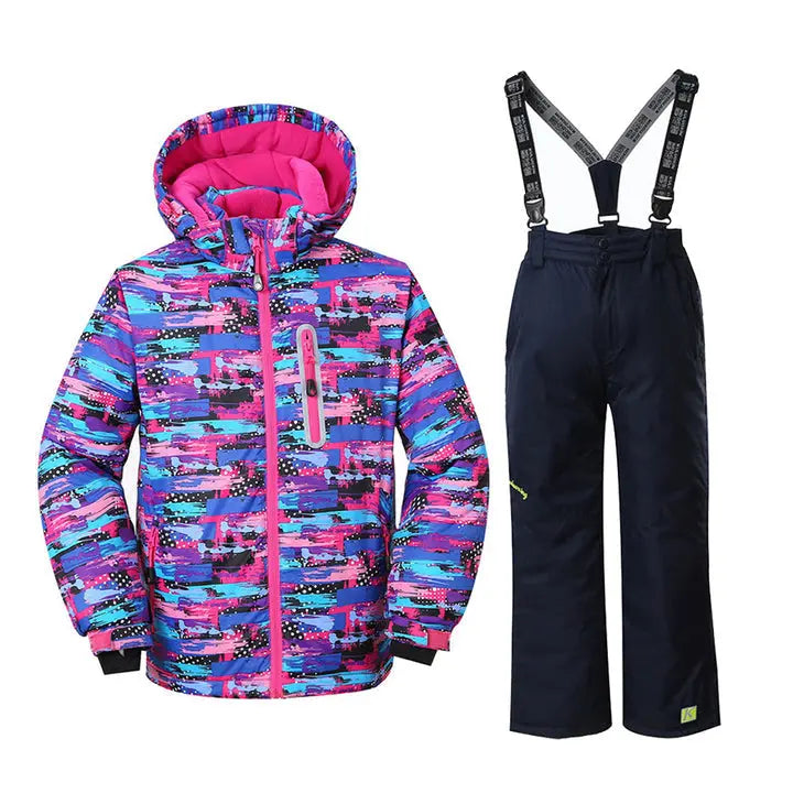 HOTIAN Girls Ski Jacket & Pants Set Kids Snowsuits HOTIAN