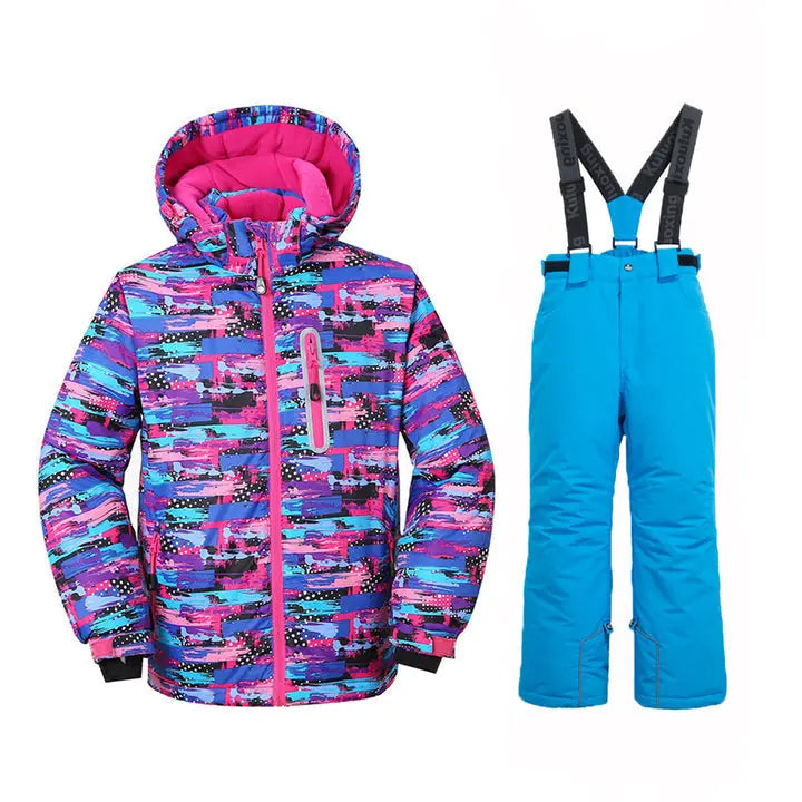 HOTIAN Girls Ski Jacket & Pants Set Kids Snowsuits HOTIAN