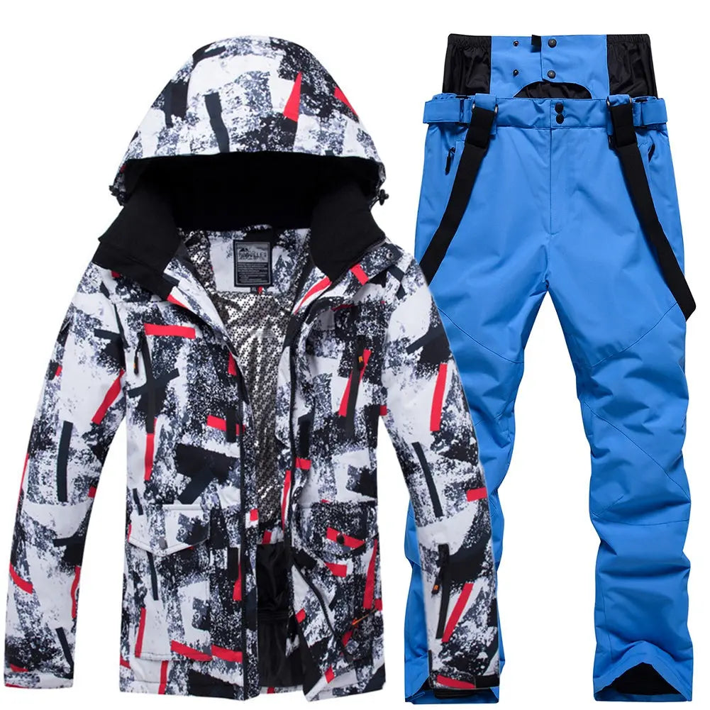 HOTIAN Men's Winter Outdoor Mountain Ski Jacket and Pants Set HOTIAN