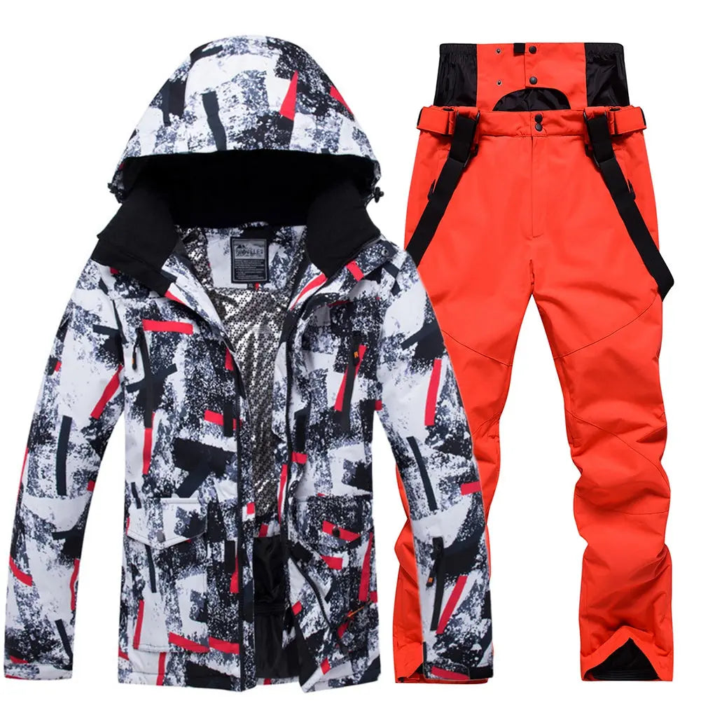 HOTIAN Men's Winter Outdoor Mountain Ski Jacket and Pants Set HOTIAN