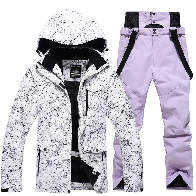 HOTIAN Men's and Women's Detachable Hat Snow Jacket and Pants Set Ski Suit HOTIAN
