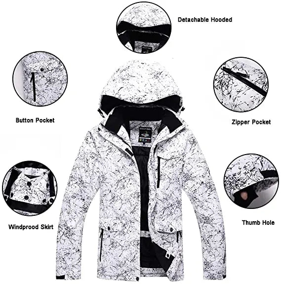 HOTIAN Men's and Women's Raised Windproof Neckline Ski Jacket Waterproof Snow Jacket HOTIAN