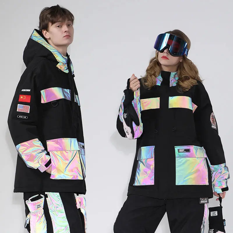 HOTIAN Mens Waterproof Neon Glimmer Ski & Snowboard Jacket HOTIAN