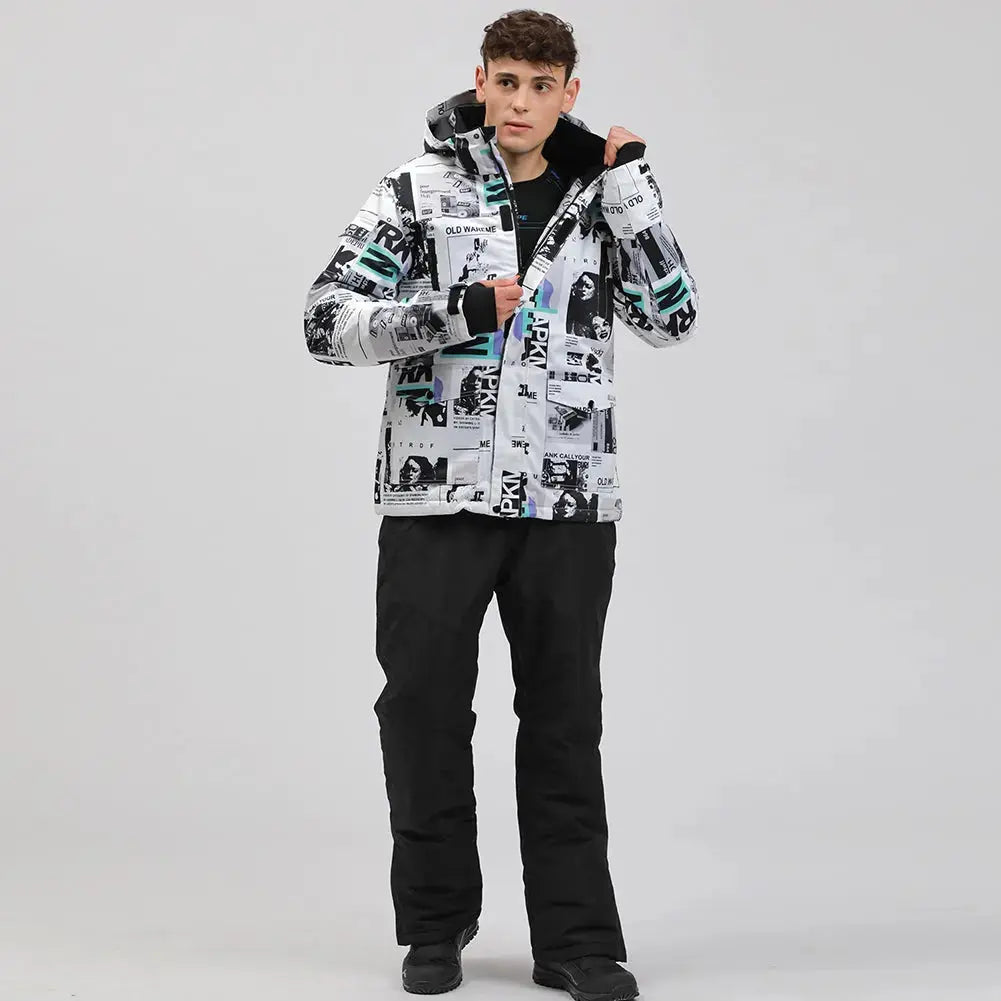 HOTIAN Mens Waterproof Windproof Colorful Printed Ski Suits HOTIAN