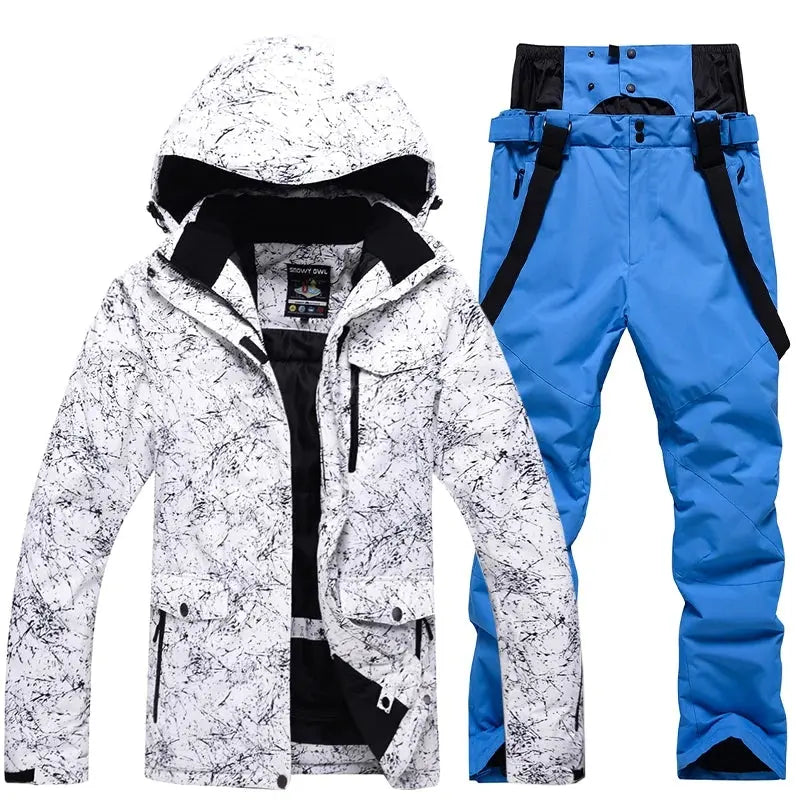 HOTIAN Women Snowboard Ski Jacket and Pants Set Marble Pattern HOTIAN