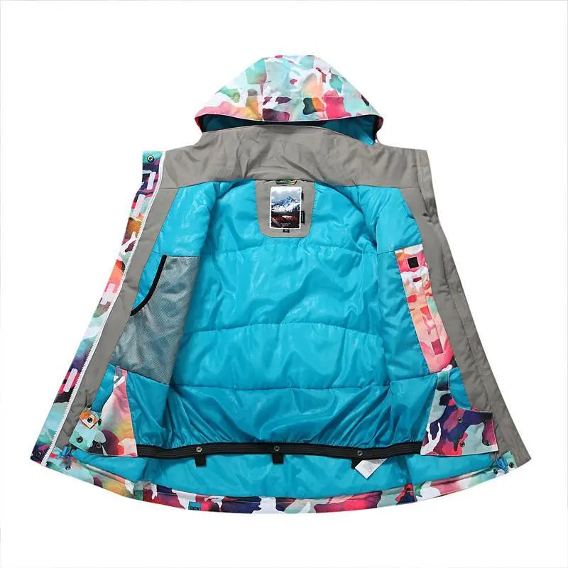 Hooded Printed Ski Snowboard Jacket Outdoor Durable Sports Coat