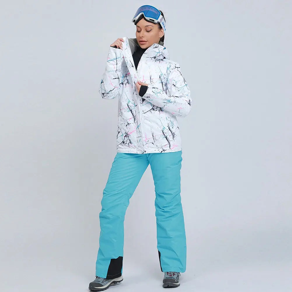 HOTIAN Women's Detachable Hat Ski Jacket and Pants Set Metropolis Snowboard Suits HOTIAN