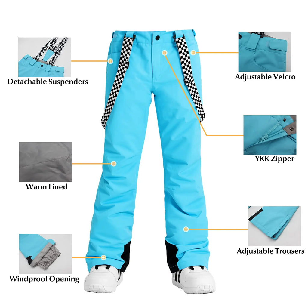 HOTIAN Women's Detachable Hat Ski Jacket and Pants Set Metropolis Snowboard Suits HOTIAN