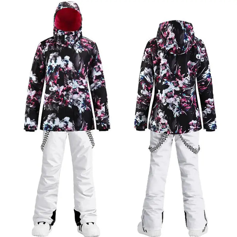 HOTIAN Women's Detachable Hat Winter Warm Ski Suits HOTIAN