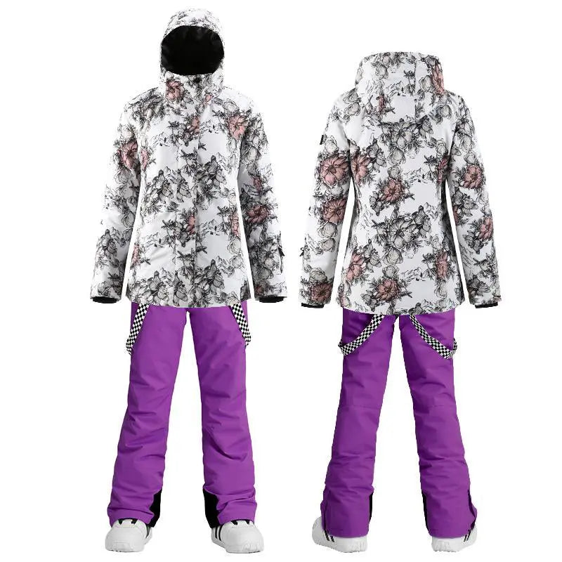 HOTIAN Women's Floral Ski Jacket and Pants Set HOTIAN