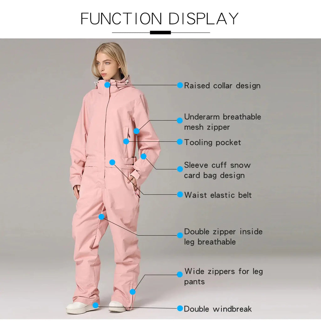 HOTIAN Women's One Piece Couple Winter Outdoor Waterproof Snowsuits HOTIAN