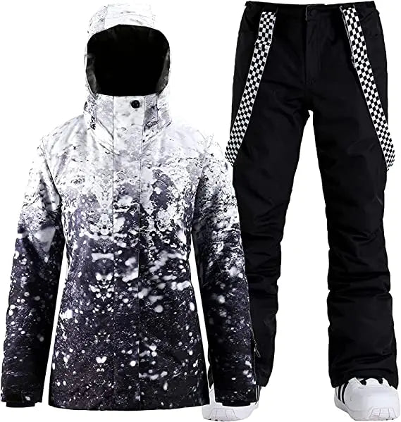 HOTIAN Women's Ski Jacket and Pants Set Colorful Print HOTIAN