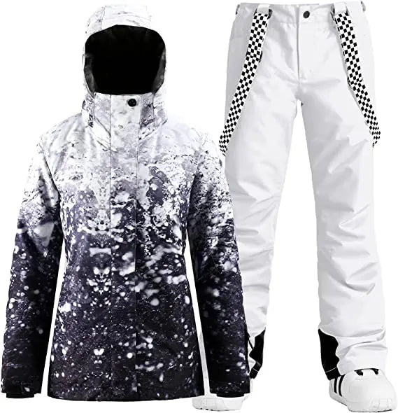 HOTIAN Women's Ski Jacket and Pants Set Colorful Print HOTIAN