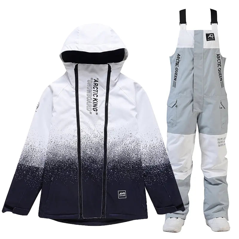 Hotian Men Snowboard Suits Cargo Jacket & Bibs Pants