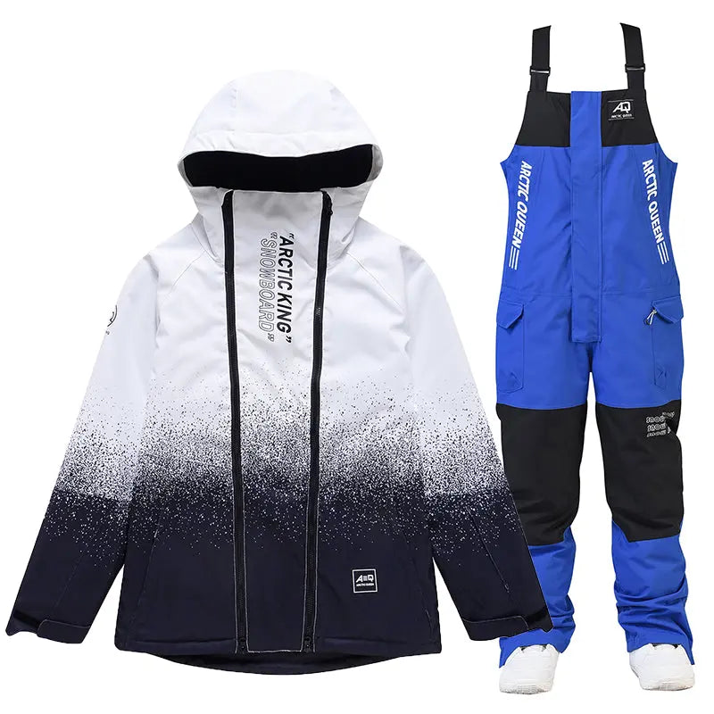 Hotian Men Snowboard Suits Cargo Jacket & Bibs Pants