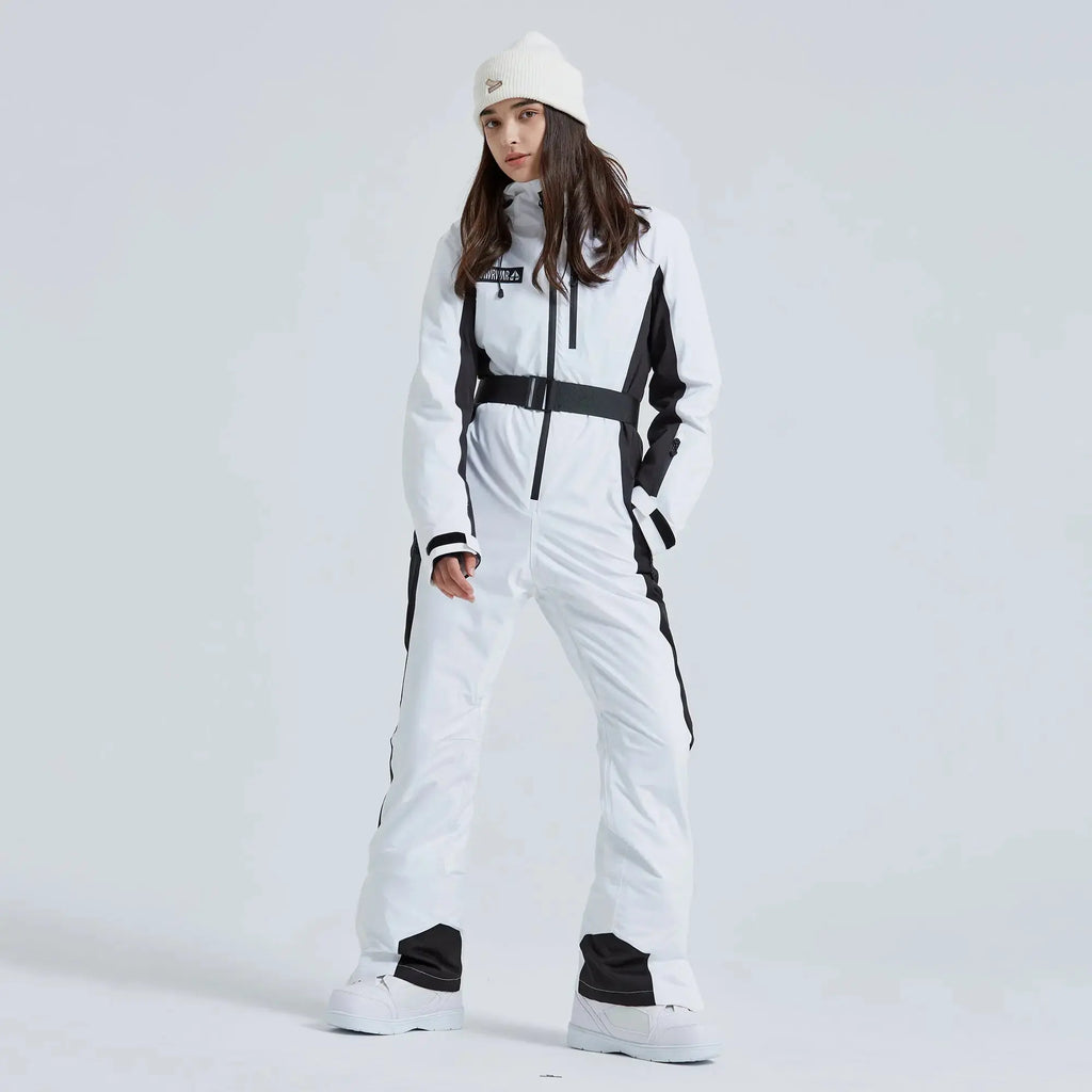 Hotian Women High Neck Hooded One Piece Ski Suits HOTIAN