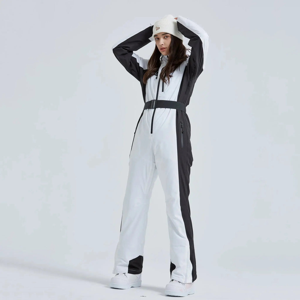 Hotian Women High Neck Hooded One Piece Ski Suits HOTIAN