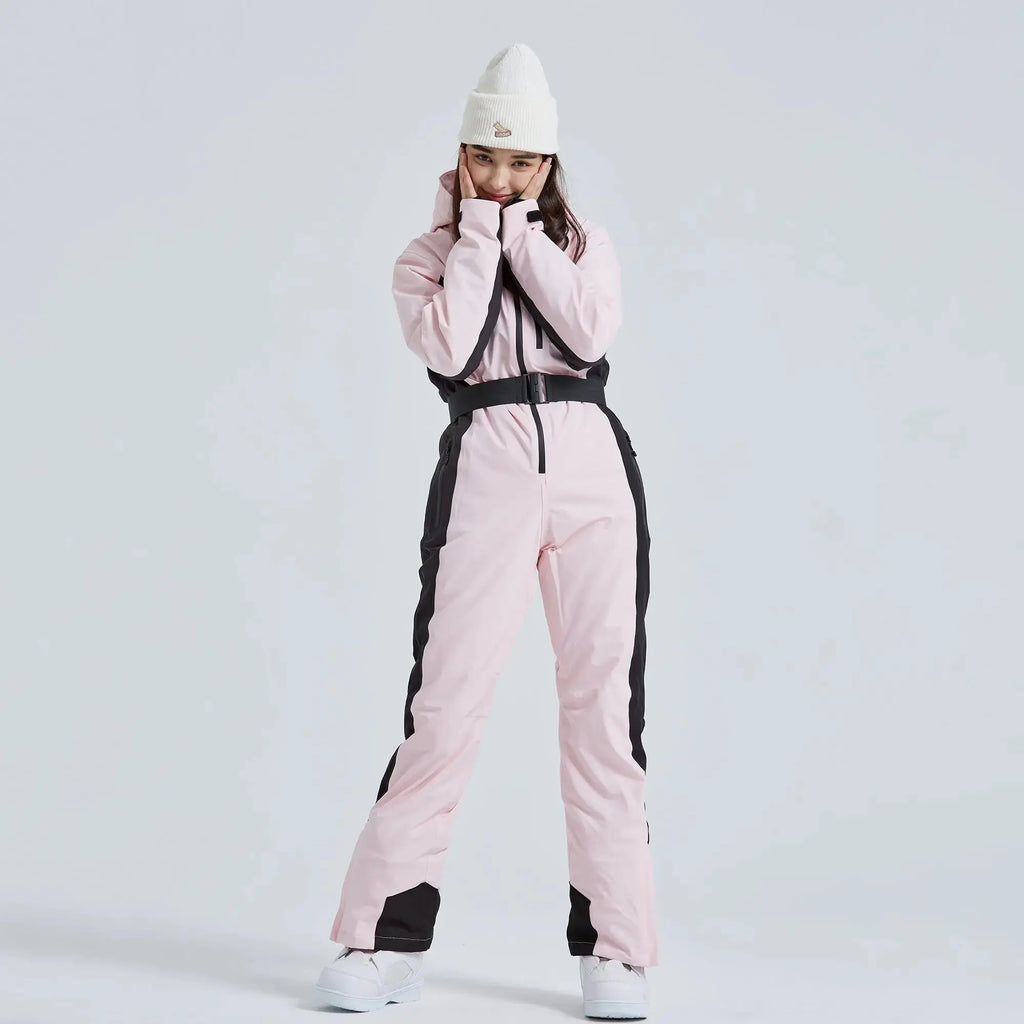 Hotian Women High Neck Hooded One Piece Ski Suits HOTIAN