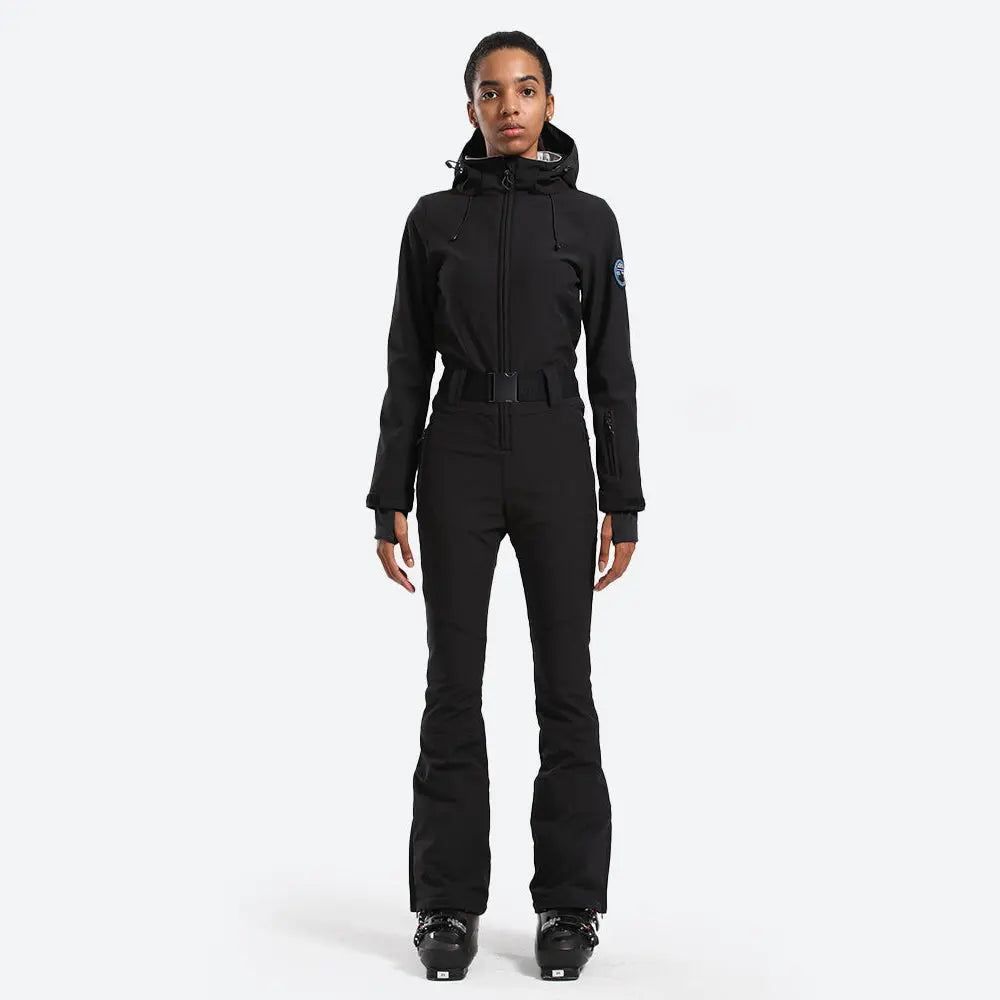 ASOS 4505 Petite ski fitted belted ski suit with hood and side stripe